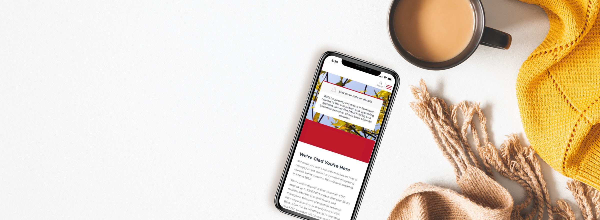 Smartphone showing GrandSouth Bank page.