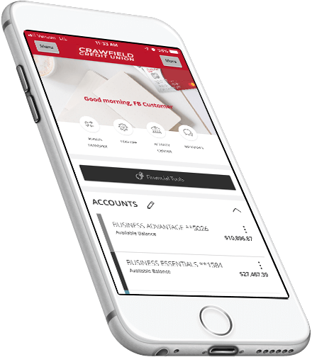 iPhone with Easthigh Credit Union bill pay on the screen